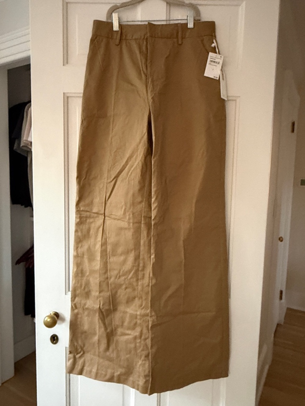 Good American Wide-Leg Chinos in Khaki Brown